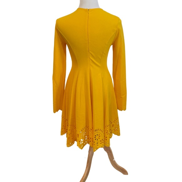 Yellow Laser Cut Dress - Picture 3 of 6